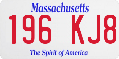 MA license plate 196KJ8