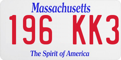 MA license plate 196KK3