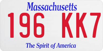 MA license plate 196KK7