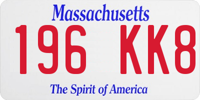 MA license plate 196KK8