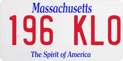 MA license plate 196KL0