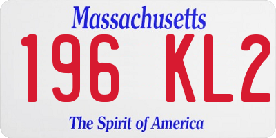 MA license plate 196KL2