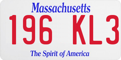MA license plate 196KL3