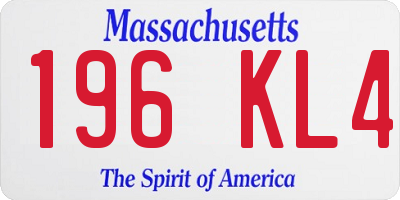 MA license plate 196KL4