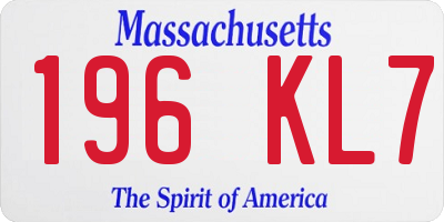 MA license plate 196KL7