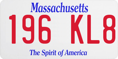 MA license plate 196KL8
