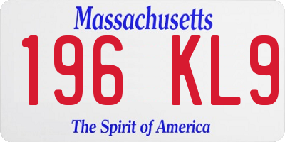 MA license plate 196KL9