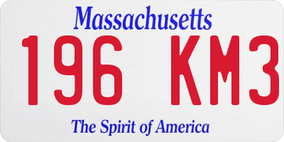 MA license plate 196KM3