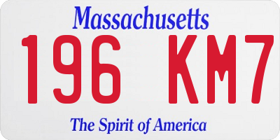 MA license plate 196KM7