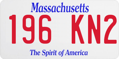 MA license plate 196KN2