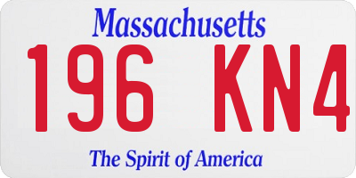 MA license plate 196KN4