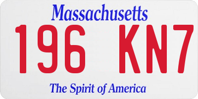MA license plate 196KN7