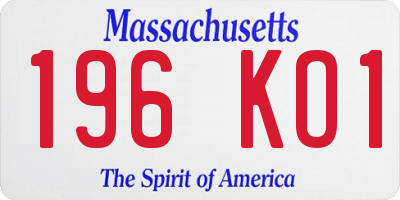 MA license plate 196KO1