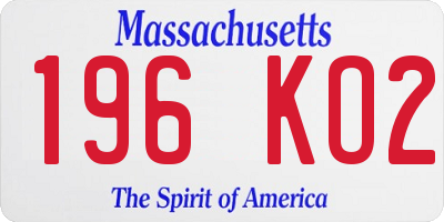 MA license plate 196KO2