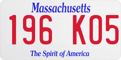 MA license plate 196KO5