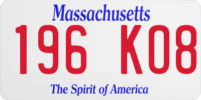 MA license plate 196KO8