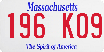 MA license plate 196KO9