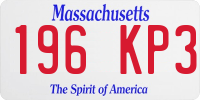 MA license plate 196KP3