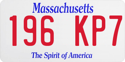 MA license plate 196KP7