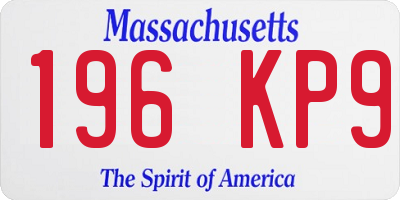 MA license plate 196KP9