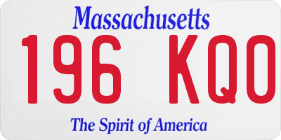 MA license plate 196KQ0