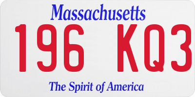 MA license plate 196KQ3