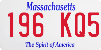 MA license plate 196KQ5