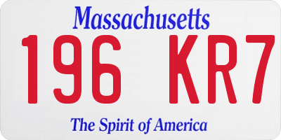 MA license plate 196KR7
