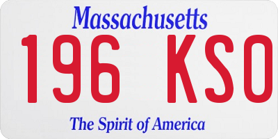 MA license plate 196KS0