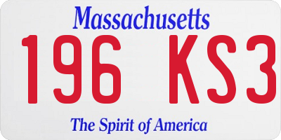MA license plate 196KS3
