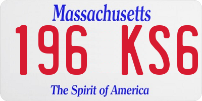 MA license plate 196KS6