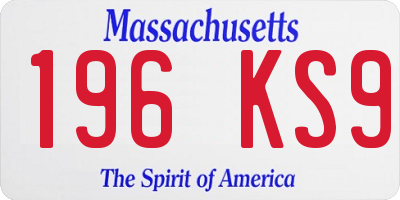 MA license plate 196KS9