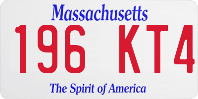 MA license plate 196KT4