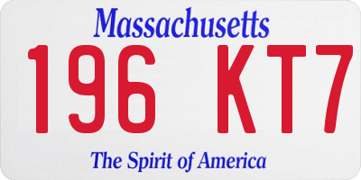 MA license plate 196KT7
