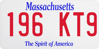 MA license plate 196KT9