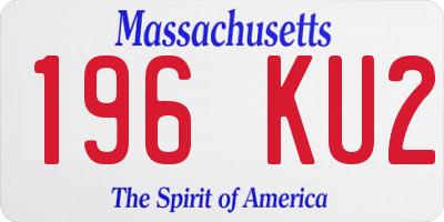 MA license plate 196KU2