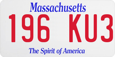 MA license plate 196KU3