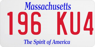 MA license plate 196KU4