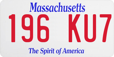 MA license plate 196KU7