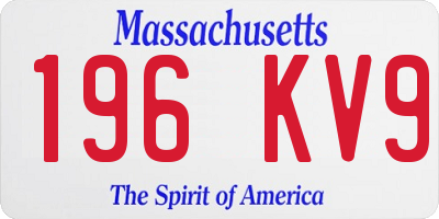 MA license plate 196KV9