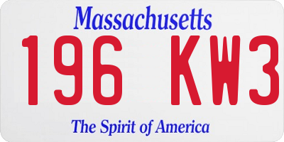MA license plate 196KW3