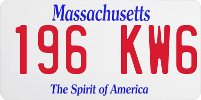 MA license plate 196KW6