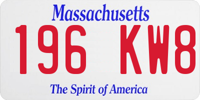 MA license plate 196KW8