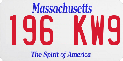 MA license plate 196KW9