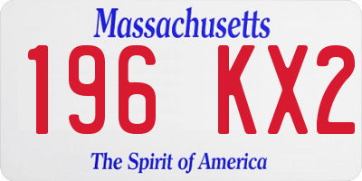 MA license plate 196KX2