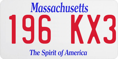 MA license plate 196KX3