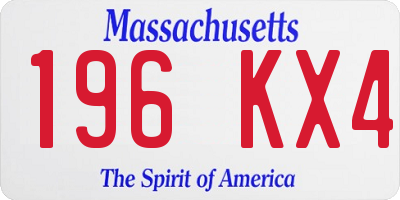 MA license plate 196KX4