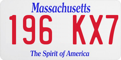 MA license plate 196KX7