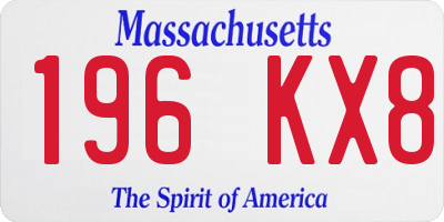 MA license plate 196KX8