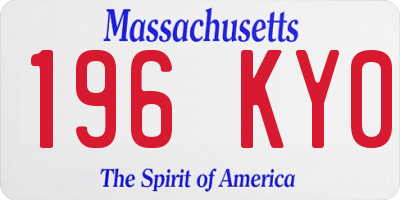 MA license plate 196KY0